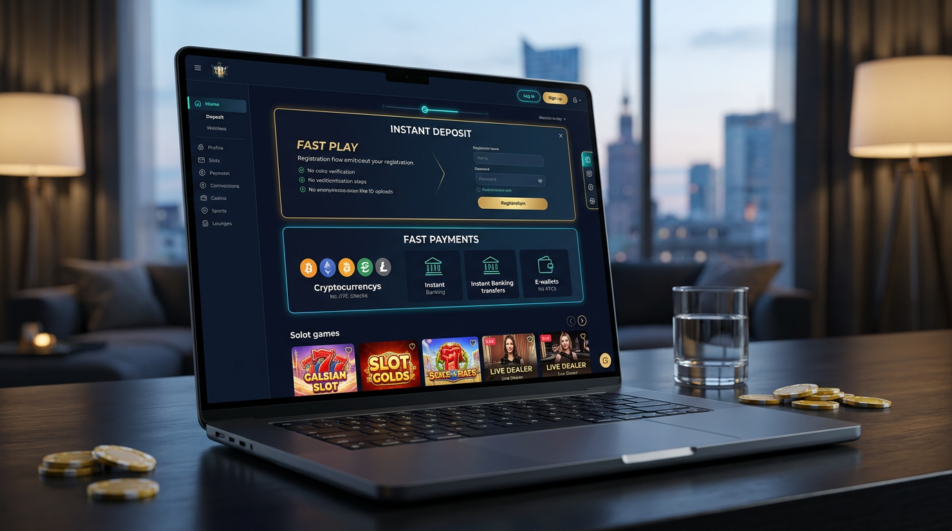 Nowoczesny interfejs kasyna online z elementami kryptowalut i bezpieczeństwa cyfrowego.